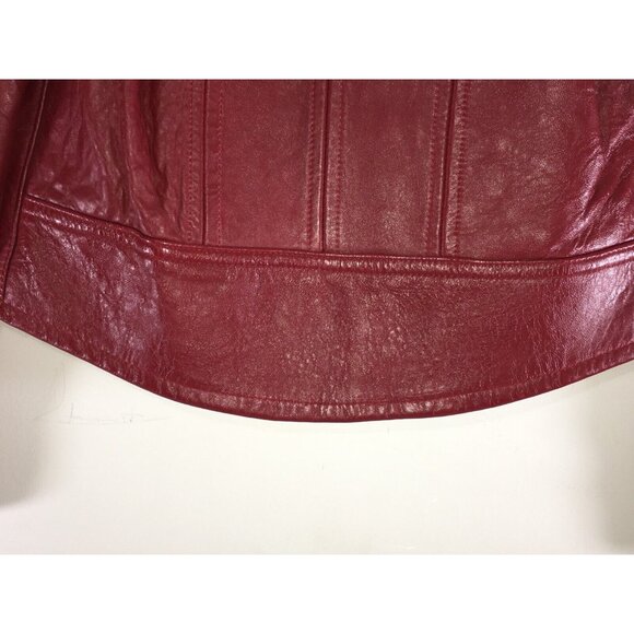 VTG 70’S BOMBER LEATHER JACKET RED/BLACK ARM PATCHES BY BAINTON SZ 10 - Picture 5 of 6